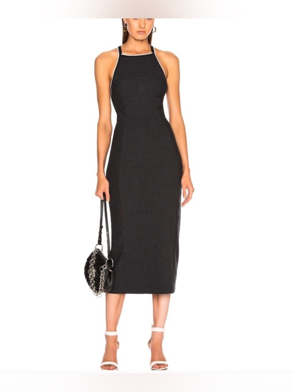 Rag‎ & Bone Watts Engineered Knit Midi Dress Heather Grey Racerback size large